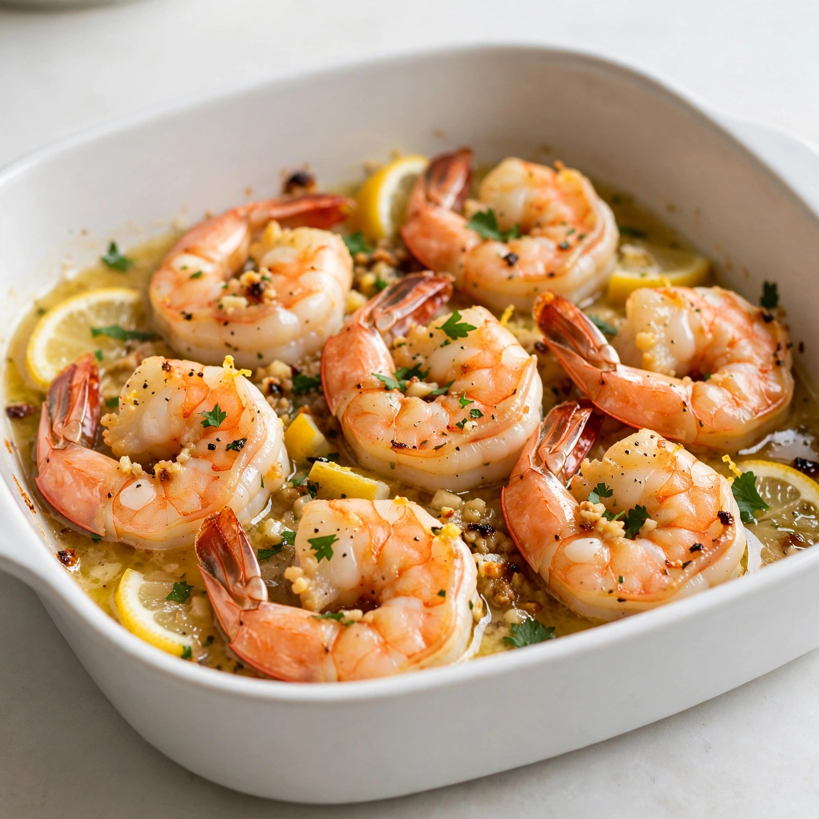 Baked Shrimp with Garlic Lemon Butter Sauce