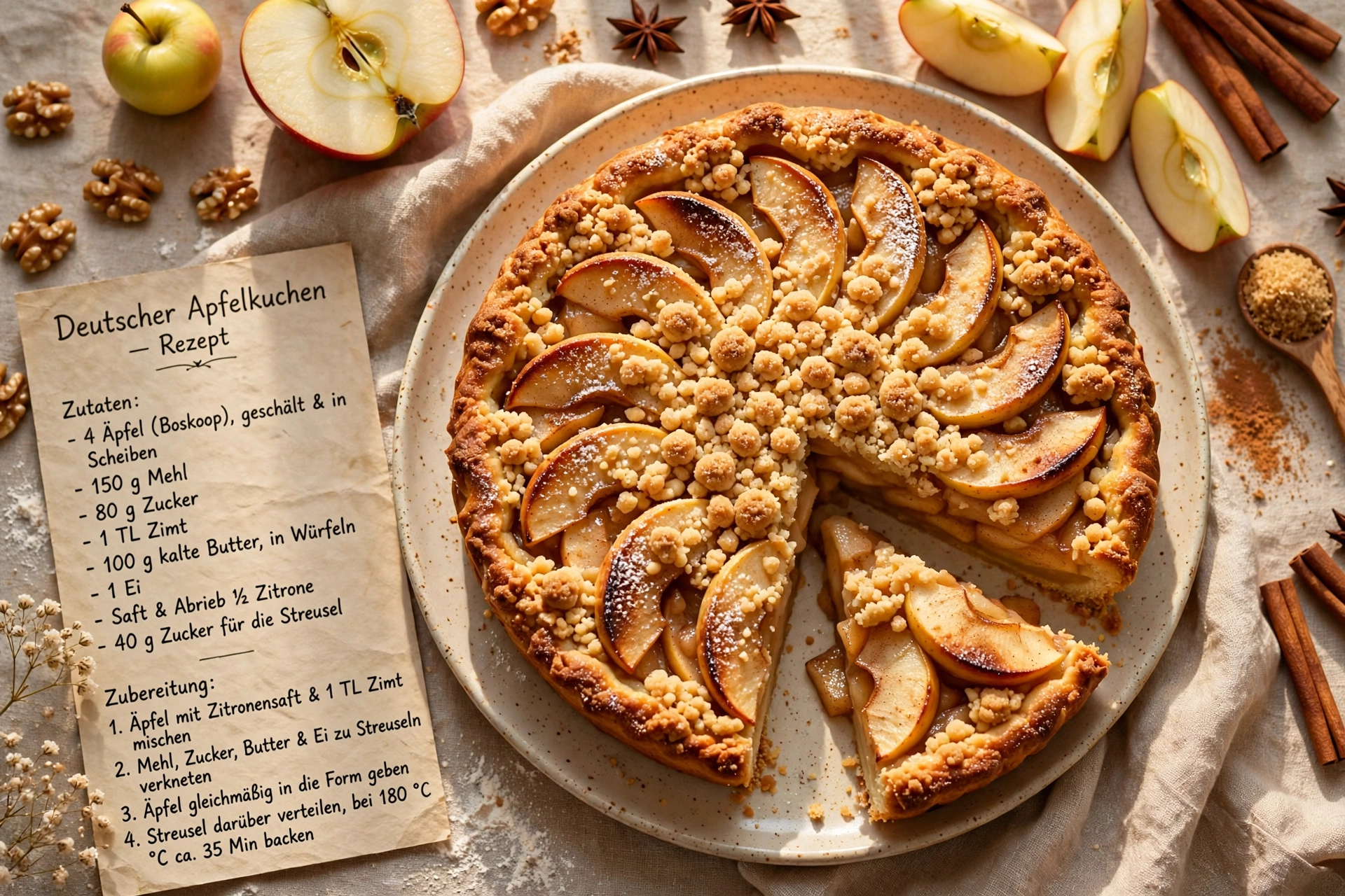 German Apple Pie (Apfelkuchen mit Streusel)