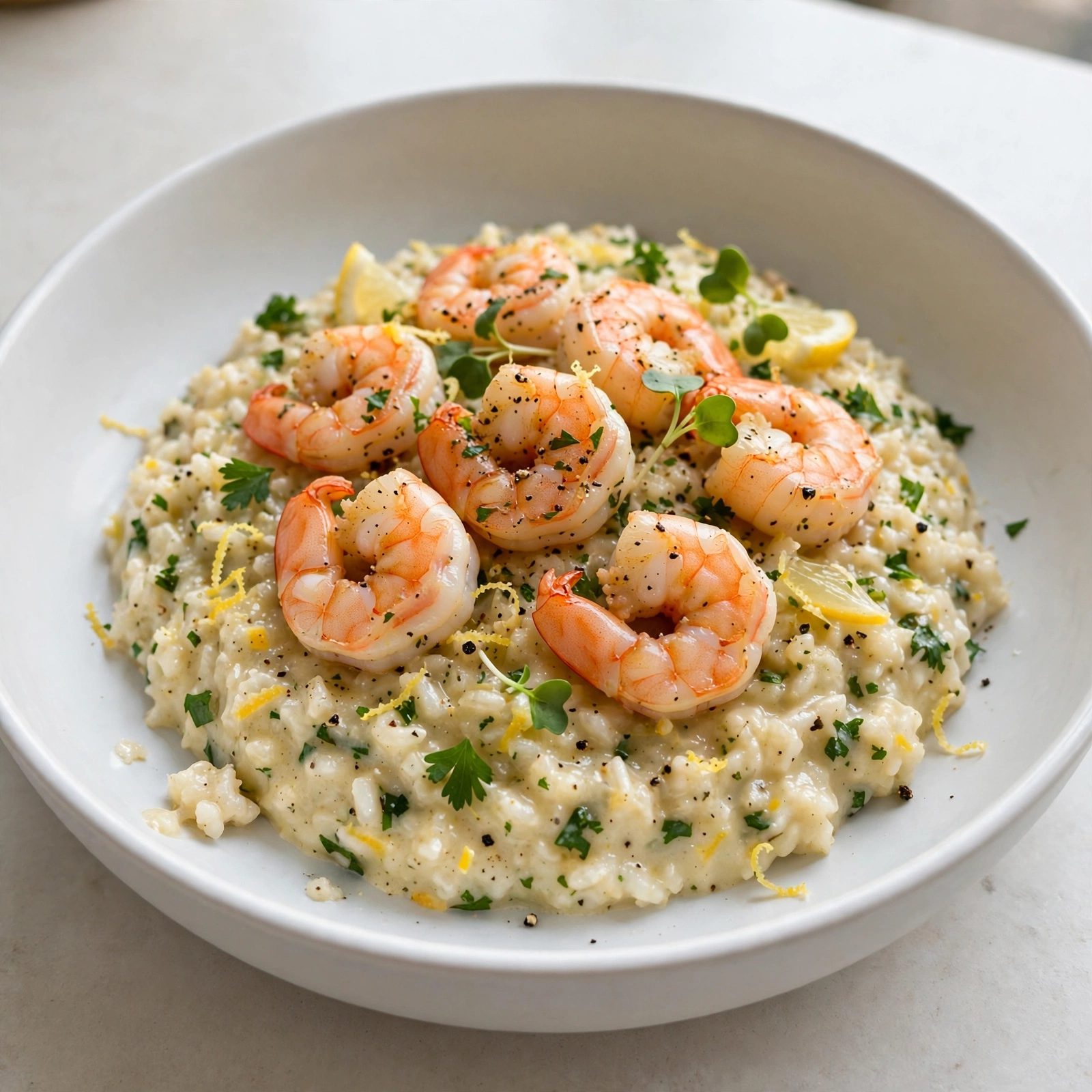 Lemon Risotto with Lemon Pepper Shrimp