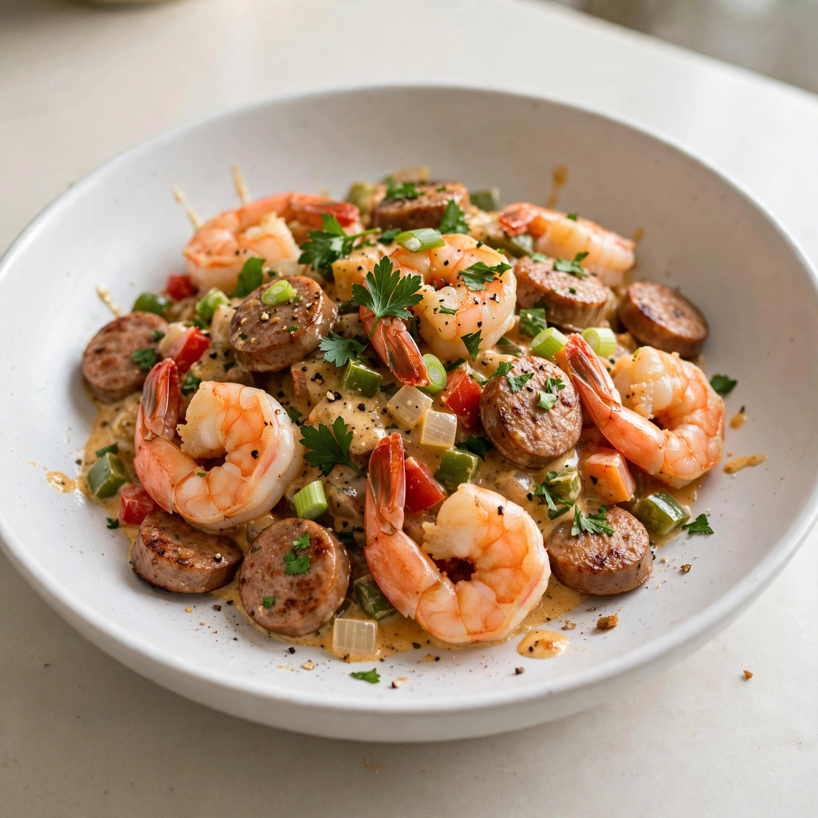 Smothered Shrimp and Sausage