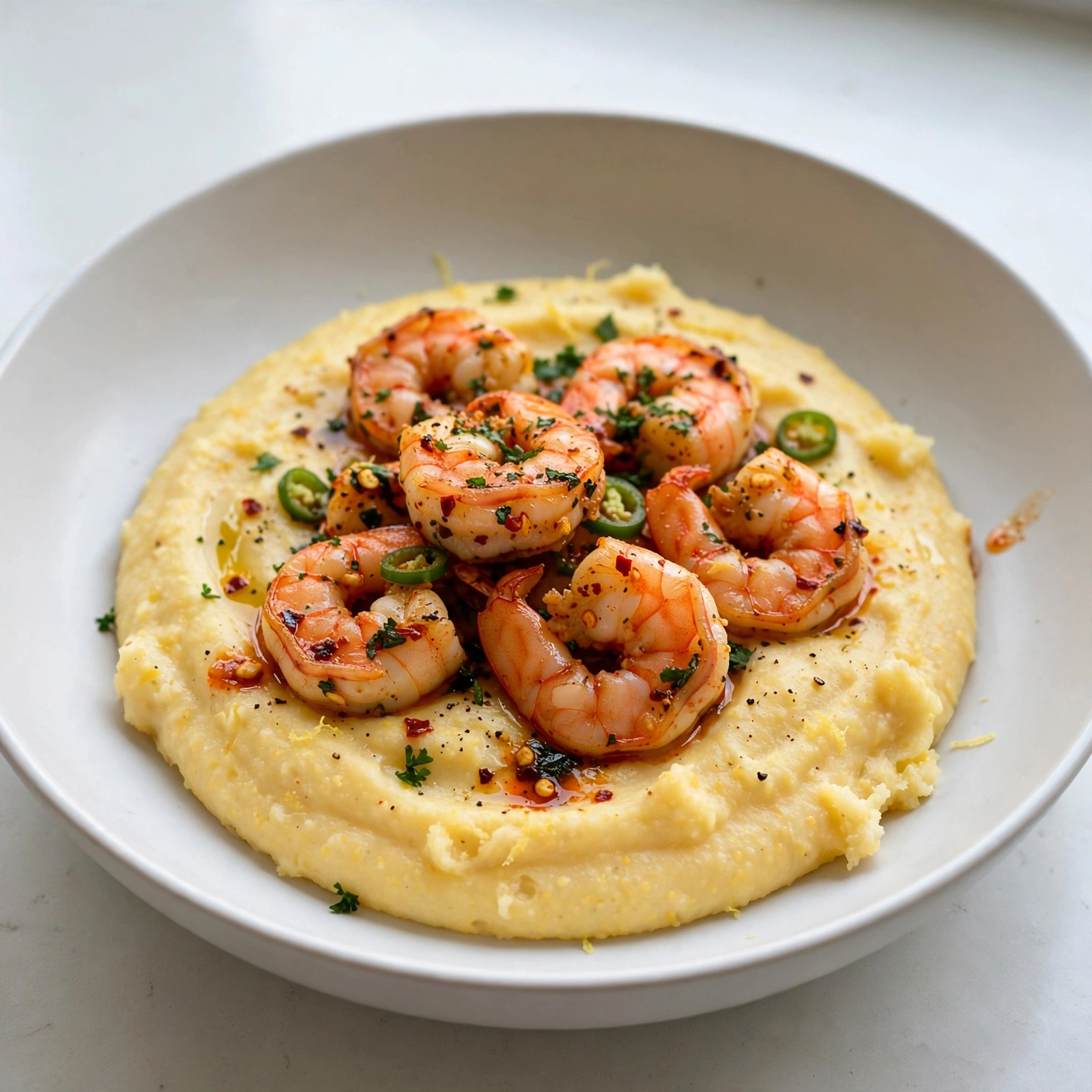 Spicy Shrimp and Creamy Polenta